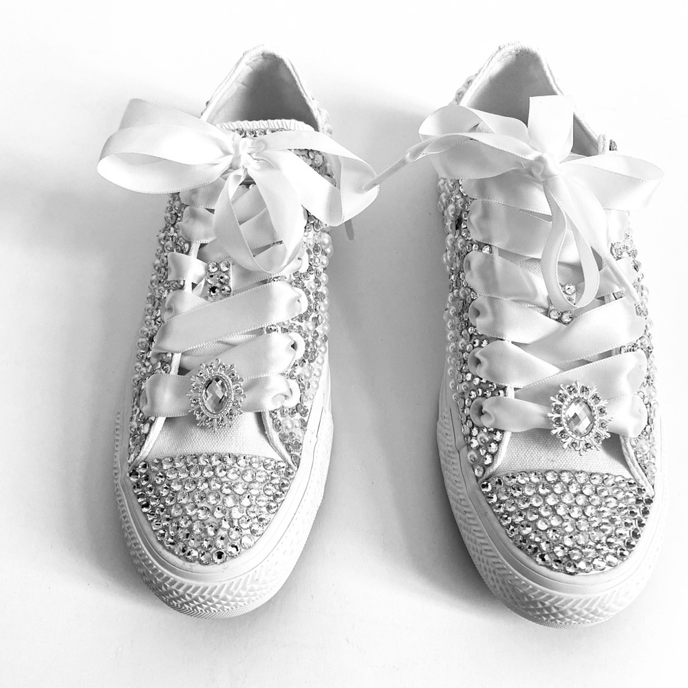 NEW!  CONVERSE CHUCK TAYLOR’S EMBELLISHED WITH RHINESTONES BY DANICE HILLARY